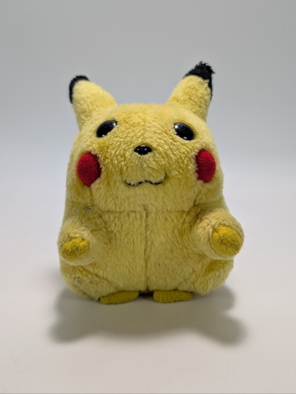 Vintage Late 90's Nintendo Tomy Chunky Pikachu Plush with Squeaker Ball - 6"